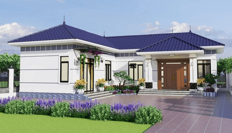 Nhà cấp 4 chữ L thiết kế không quá cầu kỳ, phức tạp mà ưu tiên sự tối giản, nhẹ nhàng. Ảnh: Internet