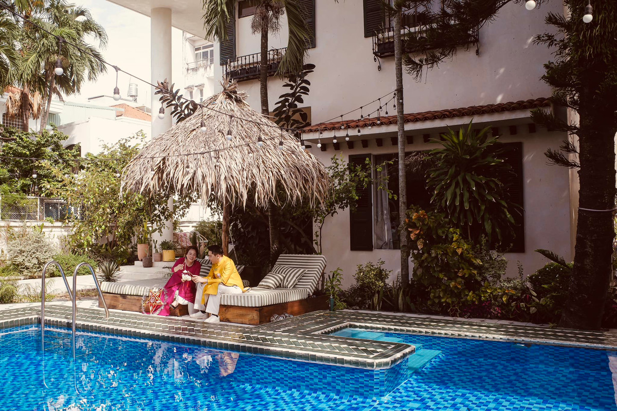 Công trình xây trên khu đất gần 1.000m2, trong đó riêng phần nhà ở khoảng 200m2.