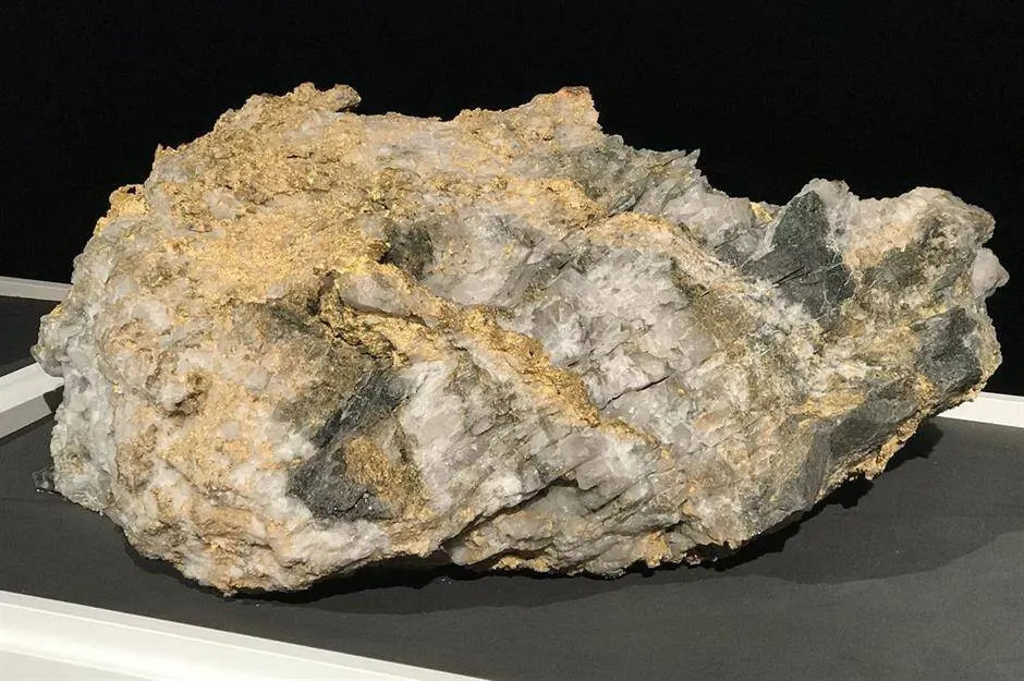 Khối vàng RNC Minerals 95 kg do công nhân làm việc cho mỏ khai thác khoáng sản RNC đã khai quật, chứa khoảng 2.400 ounces (68 kg) vàng nguyên chất trị giá 3 triệu USD. Ảnh: Getty