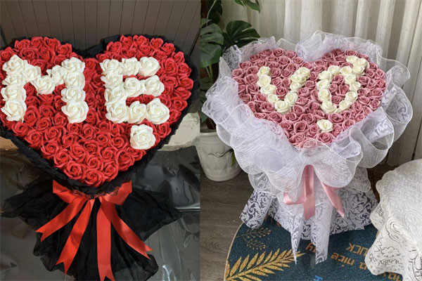 Trước thềm ngày Quốc tế Phụ nữ 8/3 năm nay, nhiều cửa hàng hoa tươi, hoa sáp bắt đầu tiếp nhận những đơn lãng hoa thiết kế riêng có giá lên tới cả triệu đồng. Ảnh: Suckhoedoisong