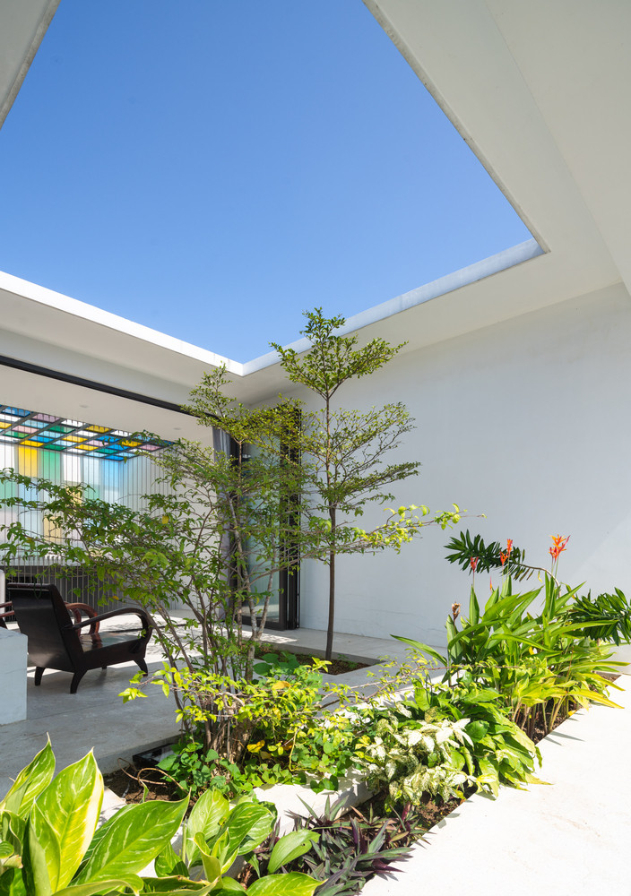 Để "phủ xanh" không gian sống, kiến trúc sư bố trí cây xanh xuyên suốt bên trong căn nhà.