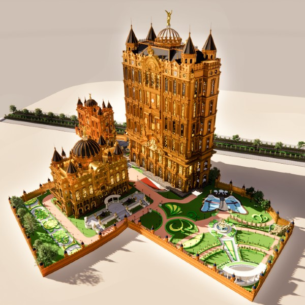 Được biết, toà lâu đài nằm trong một cụm công trình kiến trúc gồm 3 toà nhà, xây tường thành bao quanh. Đây là công trình La Château - khách sạn 5 sao phong cách kiến trúc cổ điển, có tổng diện tích hơn 20.000m2, diện tích mỗi sàn khoảng 700m2. Ảnh: Lethanh