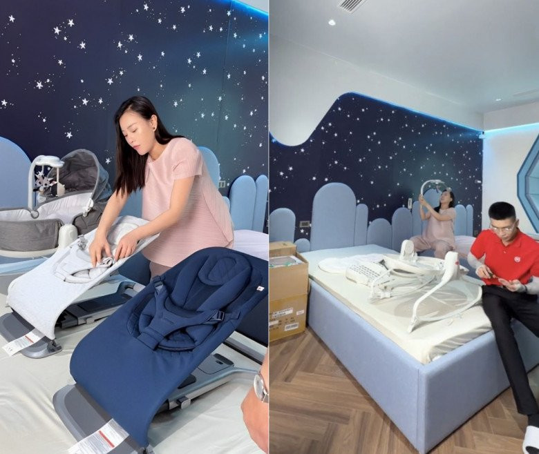 Chuẩn bị đón 2 "bé rồng", nữ diễn viên đăng tải video chia sẻ quá trình chuẩn bị phòng riêng cho các con.