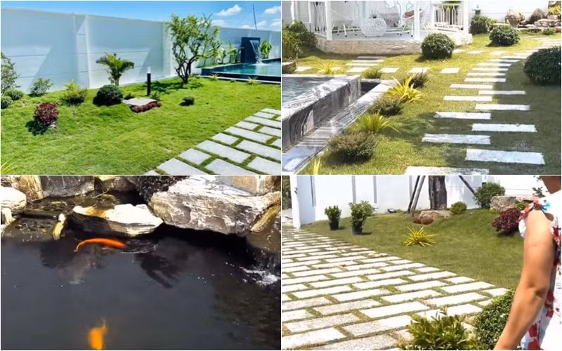 Nơi đây có sân vườn cỏ xanh mướt, hồ bơi, hồ cá Koi... chẳng khác một khu nghỉ dưỡng. Nguồn ảnh: FBNV