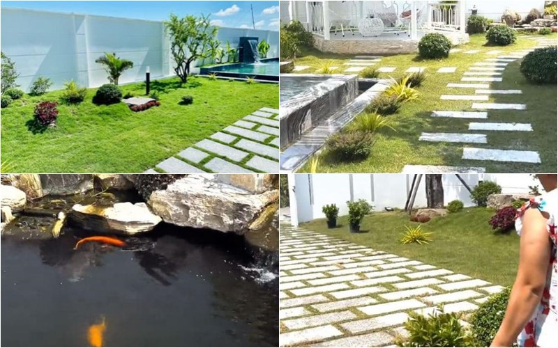 Nơi đây có sân vườn cỏ xanh mướt, hồ bơi, hồ cá Koi... chẳng khác một khu nghỉ dưỡng. Nguồn ảnh: FBNV