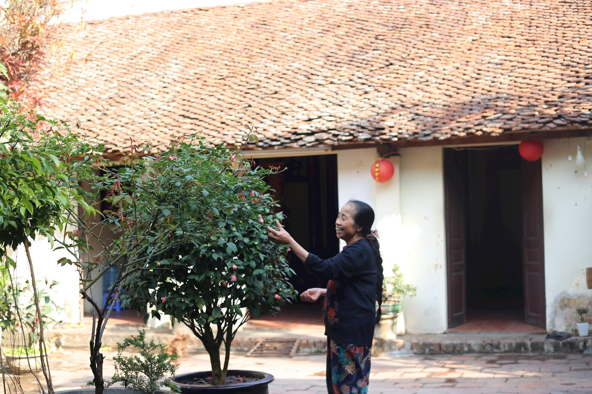 Nổi bật trong số đó là căn nhà cổ của dòng họ Nghiêm Xuân. Ngôi nhà xây dựng cách đây 200 năm, hiện được bà Hoàng Thị Yên, cháu dâu trưởng đời thứ 15 của dòng họ trông nom. Ảnh: Hanoimoi