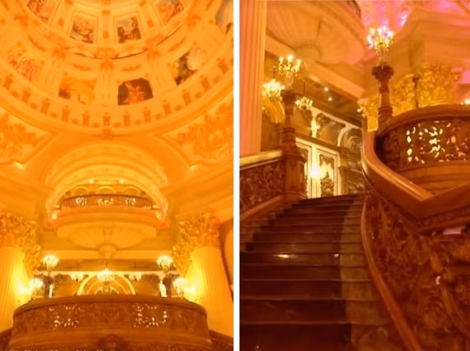 Lan can cầu thang được chạm trổ cầu kỳ tinh xảo khiến nhiều người ngỡ như lạc vào cổ tích. Ảnh chụp màn hình Đức Huy Media