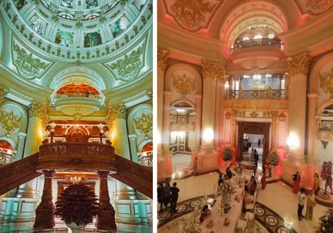 Căn phòng trung tâm của tòa nhà nguy nga, tráng lệ với nhiều chi tiết điêu khắc, mạ vàng. Ảnh chụp màn hình Đức Huy Media