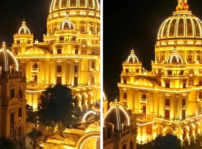 Khi màn đêm buông xuống, tòa lâu đài rực sáng một góc trời. Ảnh chụp màn hình Đức Huy Media