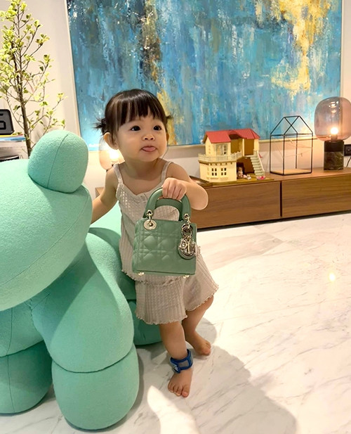 Thậm chí, con của Đàm Thu Trang - Cường Đô La cũng được bố mẹ cho diện đồ hiệu từ nhỏ. Ảnh: Dân Việt