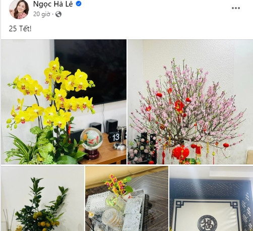Mới đây, Ngọc Hà Lê - bà xã NSND Công Lý chia sẻ loạt ảnh phòng khách được trang hoàng với nhiều loại hoa tươi chuẩn bị đón Tết Nguyên đán 2024.