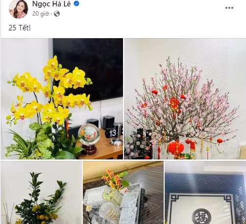 Mới đây, Ngọc Hà Lê - bà xã NSND Công Lý chia sẻ loạt ảnh phòng khách được trang hoàng với nhiều loại hoa tươi chuẩn bị đón Tết Nguyên đán 2024.