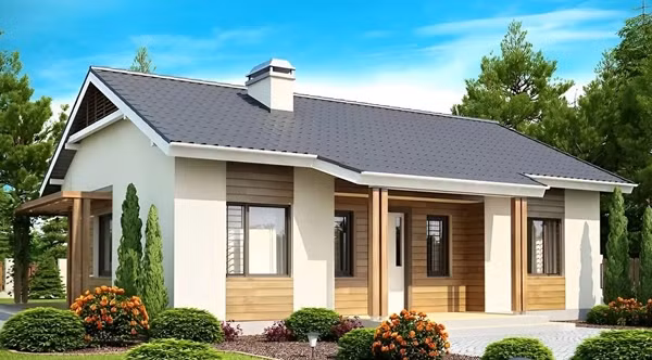 Nhà cấp 4 mái tôn tiết kiệm chi phí nhưng vẫn đảm bảo công năng và tính thẩm mỹ. Ảnh: Noithattugia