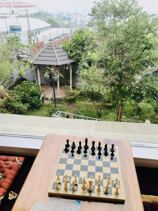 View nhìn từ trên phòng xuống khu vườn xanh mướt. Nguồn ảnh: FBNV