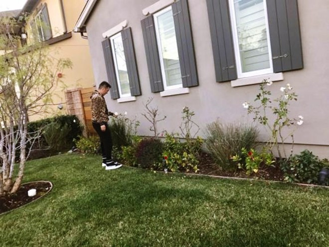 Trong khuôn viên biệt thự có khu vườn xinh xắn.