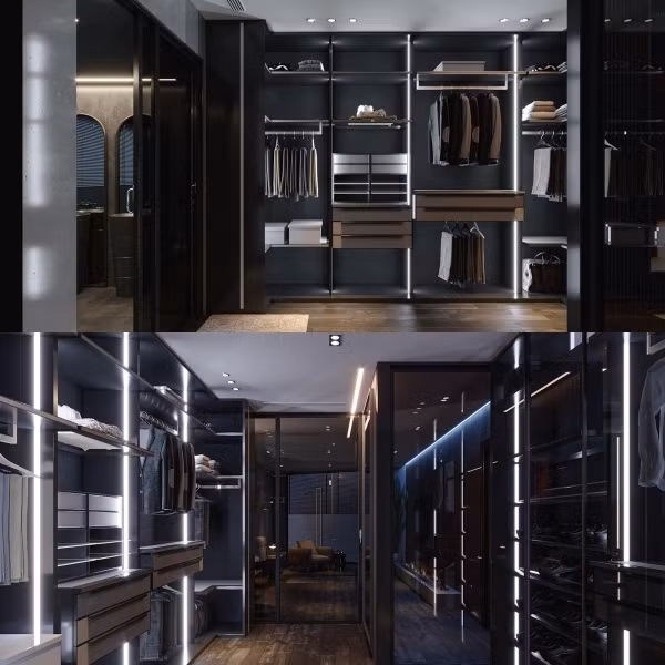 Tủ đồ rộng rãi như trong một cửa hiệu.