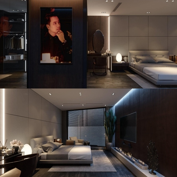 Phòng ngủ xa hoa như trong khách sạn cao cấp.