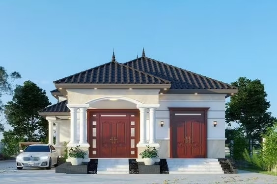 Nhà cấp 4 mái Nhật 2 phòng ngủ với gam màu trang nhã đường nét trang trí nhẹ nhàng. Ảnh: Xaynhadeponline