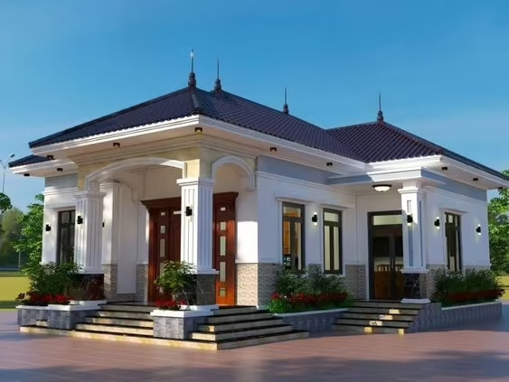 Nhà cấp 4 mái Nhật chữ L vừa tiết kiệm chi phí xây dựng vừa tối ưu hoá không gian sống. Ảnh: Xaynhadeponline