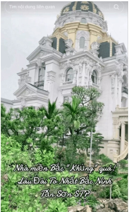 Tại Thuận Thành (Bắc Ninh), tòa lâu đài trắng nguy nga thu hút sự chú ý của cộng đồng mạng. Ảnh: Tansonstp