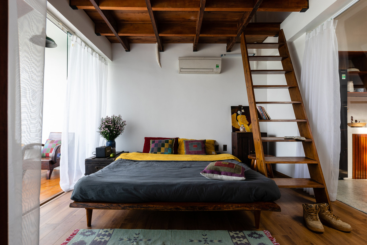 Phòng ngủ thoáng đãng, thiết kế độc đáo. Nguồn ảnh: Quang Trần