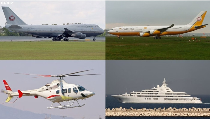 Bên cạnh đó, vị vua này còn di chuyển bằng chuyên cơ riêng và du thuyền được trang bị tiện nghi sang trọng.