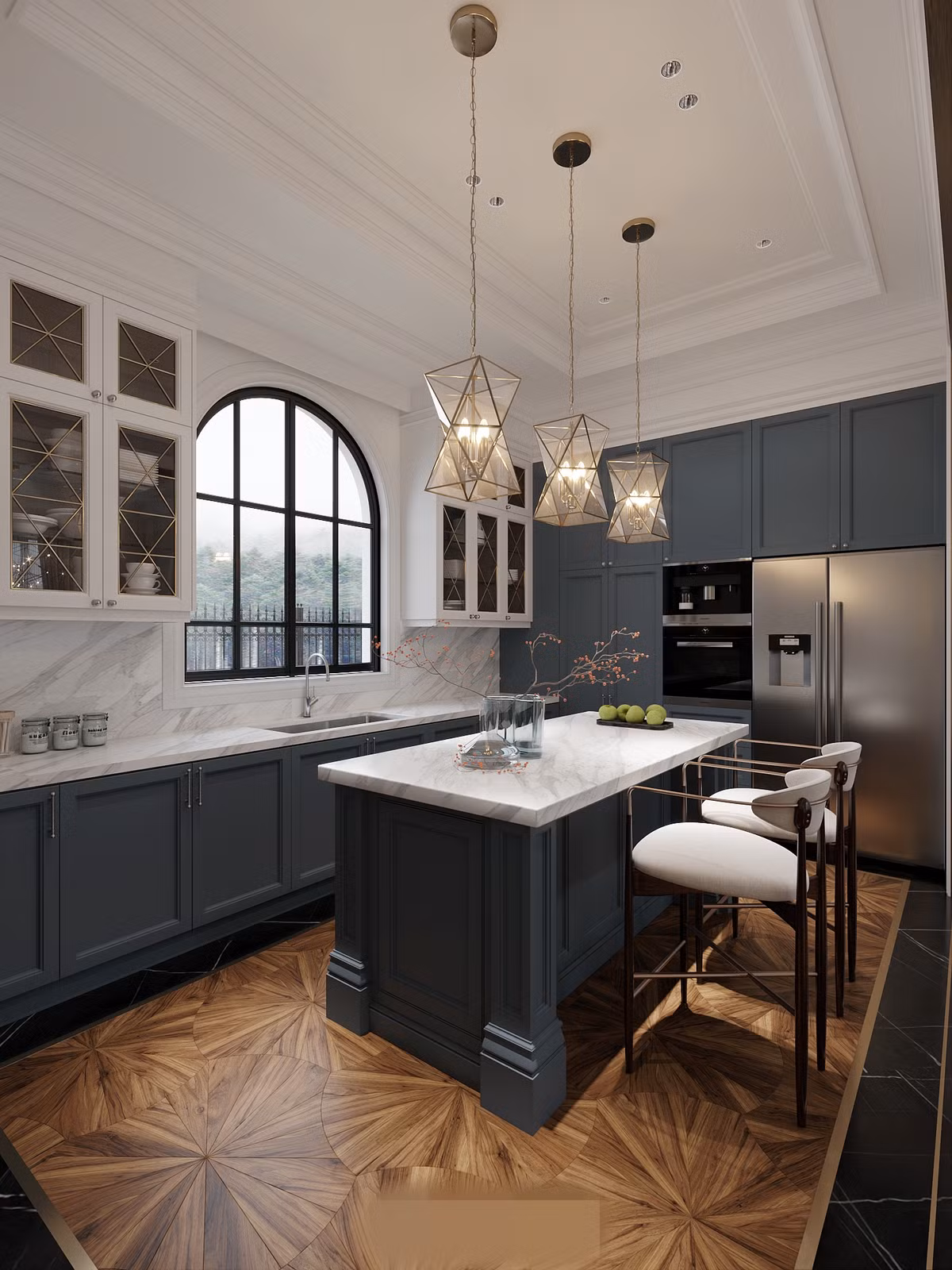 Công năng sử dụng và cách sắp đặt đồ nội thất được tối ưu hóa với mục đích chuyển tiếp từ sảnh sang phòng khách, phòng ăn và bếp một cách hài hòa.