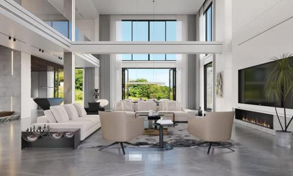 Nữ diễn viên sử dụng gam màu trắng chủ đạo cho căn biệt thự.