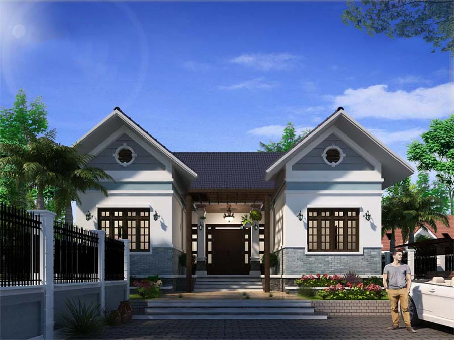 Nhà cấp 4 mái Thái chữ U là sự kết hợp giữa thiết kế hiện đại, vừa tạo nên một khoảng không gian sống chan hòa, tươi mát cùng với cảnh quan thiên nhiên. Ảnh: Neohouse