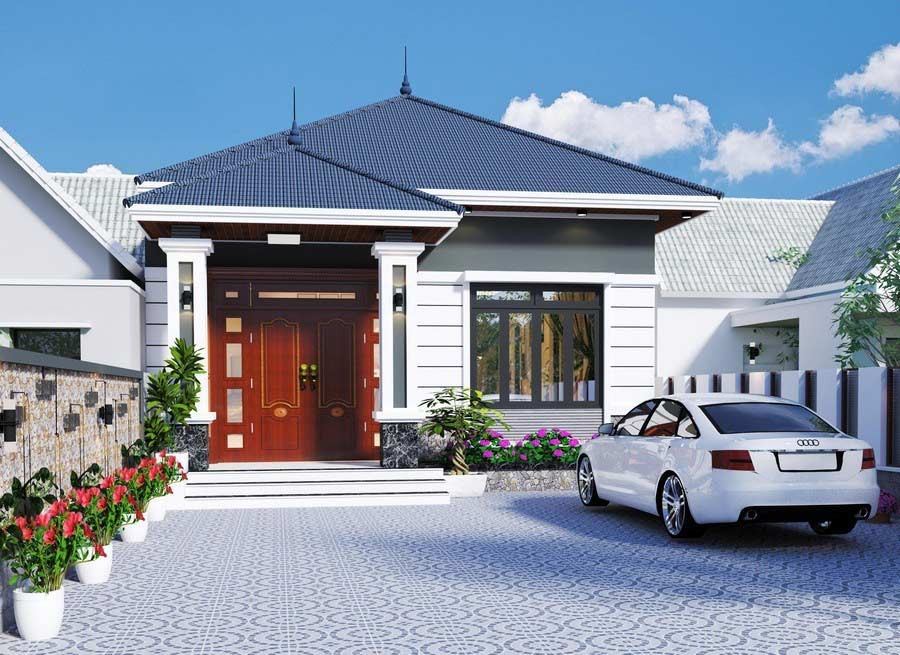 Nhà cấp 4 với hệ mái Thái kiên cố mang tính thẩm mỹ cao, đảm bảo sự thông thoáng và rộng rãi cho không gian sinh hoạt. Ảnh: Neohouse