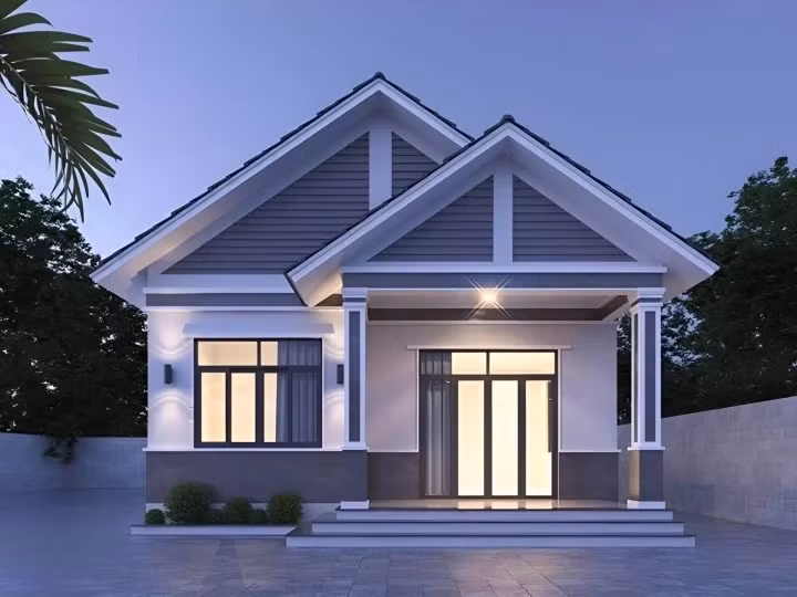 Mẫu nhà cấp 4 có diện tích xây dựng 100m2, chi phí dao động quanh 500 triệu phù hợp cho các gia đình trẻ. Ảnh: Noithattugia
