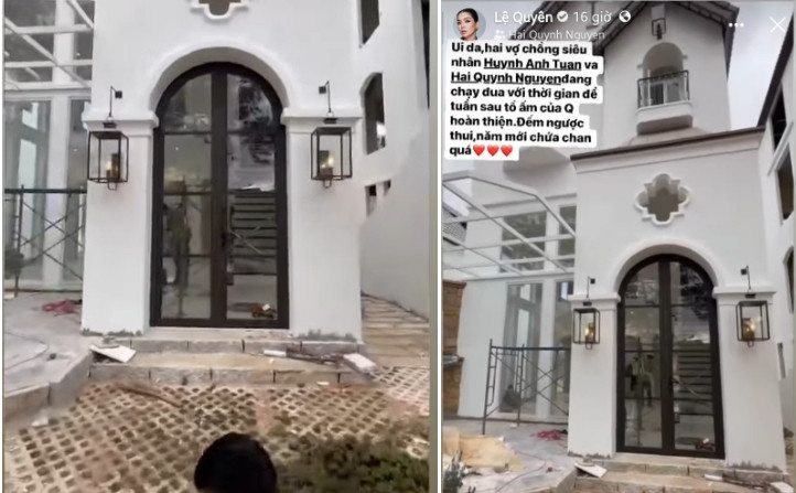 Trước đó, Lệ Quyên chia sẻ hình ảnh ngôi biệt thự đang trong quá trình xây dựng.