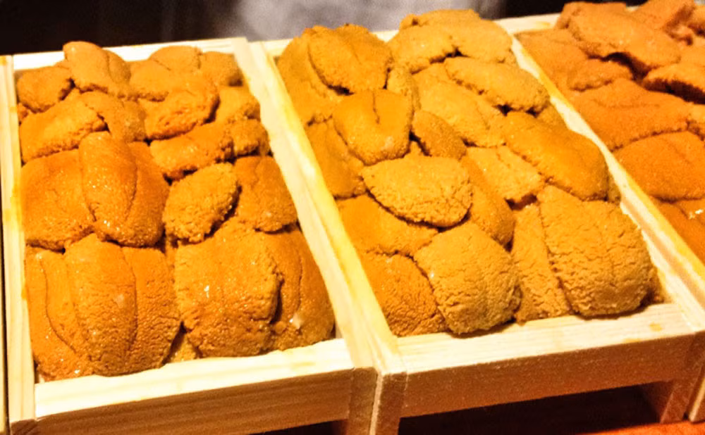 Dù đắt song trứng nhum biển Nhật không có sẵn. Cửa hàng chỉ nhận đơn đặt trước, sau đó nhập đúng số lượng và trả hàng vào một ngày cố định trong tuần. Ảnh: Vietnamnet