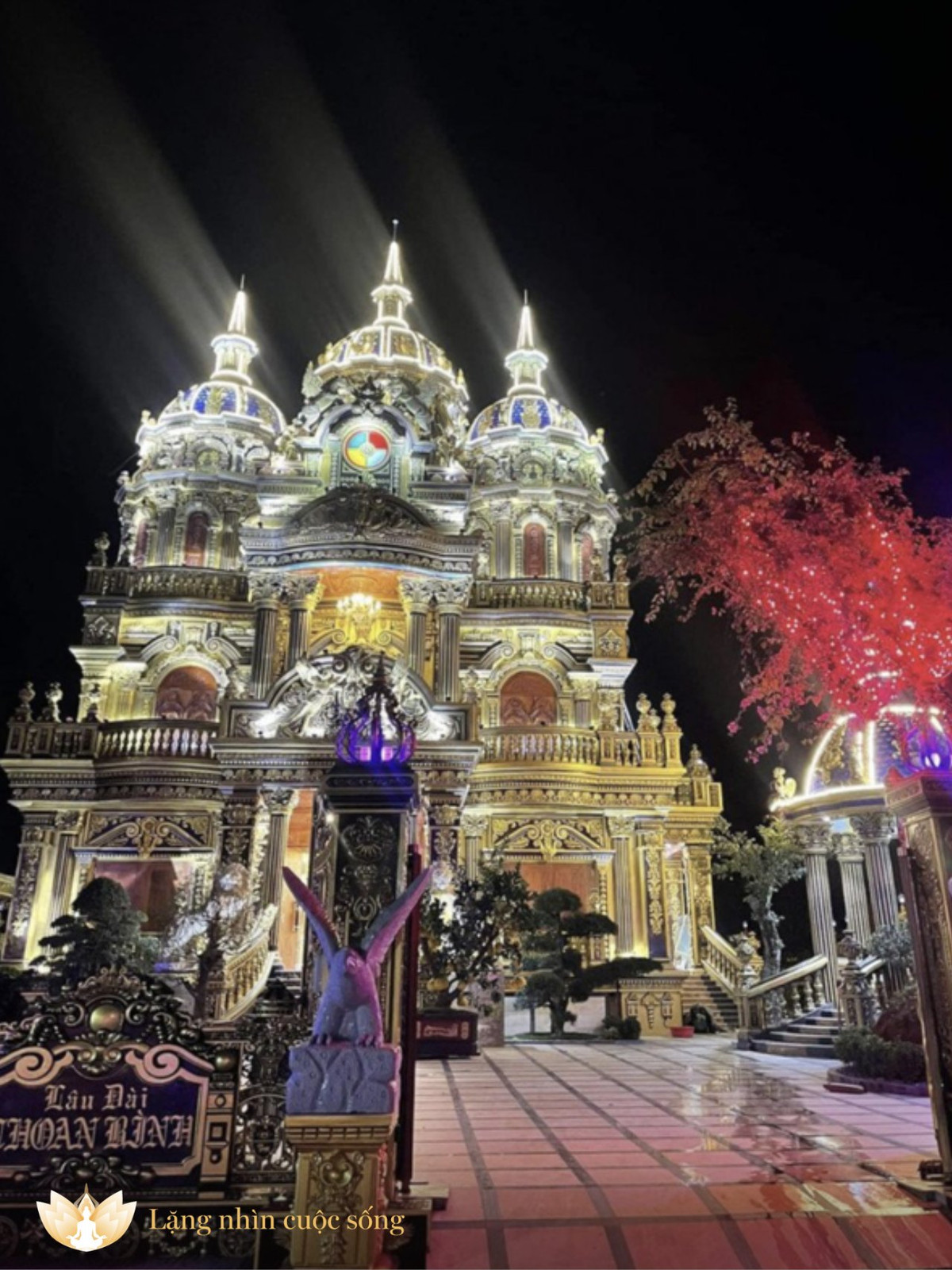 Bên ngoài tòa lâu đài gần như đã hoàn thiện với khuôn viên rộng rãi, trồng nhiều cây cảnh.