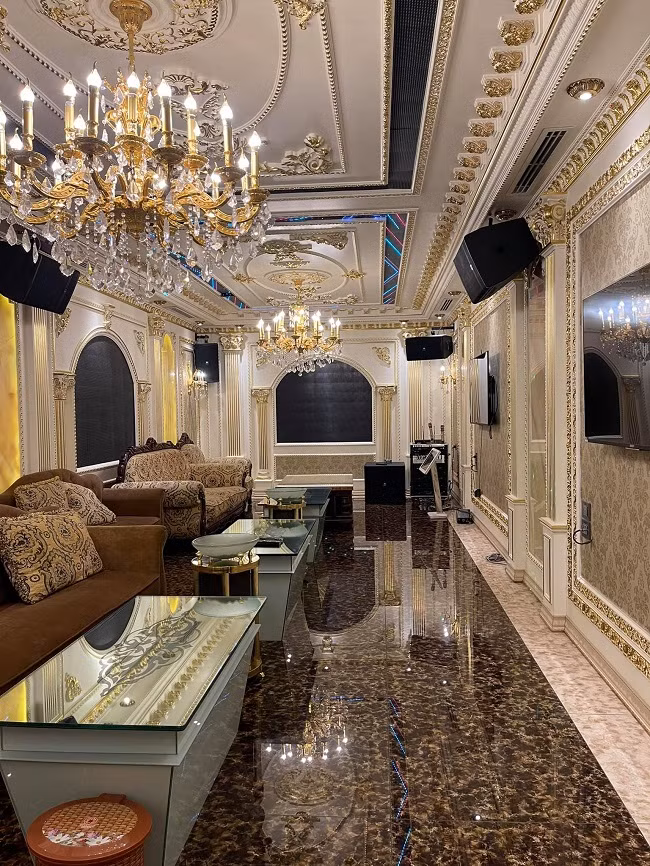 Phòng khách lớn trong tòa lâu đài. Ảnh: Facebook