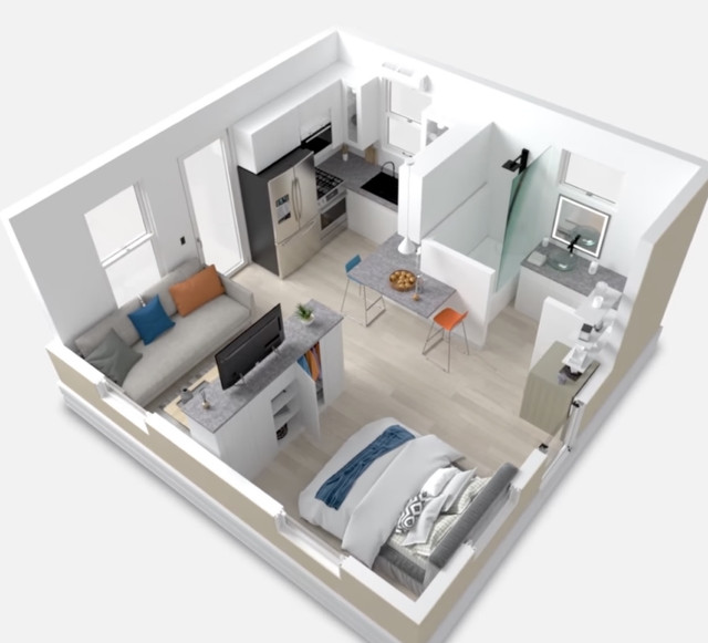 Trong nhà của có đầy đủ phòng khách, phòng ngủ, phòng tắm, nhà bếp và được sắp xếp khéo léo để tiết kiệm không gian tối đa.