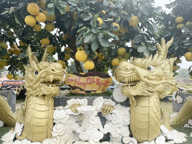 Hai con rồng uốn lượn ở trên chậu tượng trưng cho sự phú quý, thịnh vượng... trong năm mới. Ảnh: Nông thôn Việt