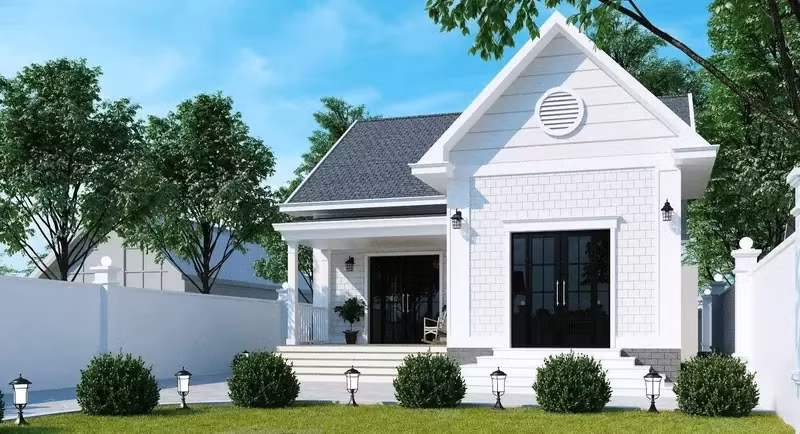 Nhà cấp 4 mái Thái hiện đại, thiết kế mới lại theo hơi hướng châu Âu. Ảnh: Internet