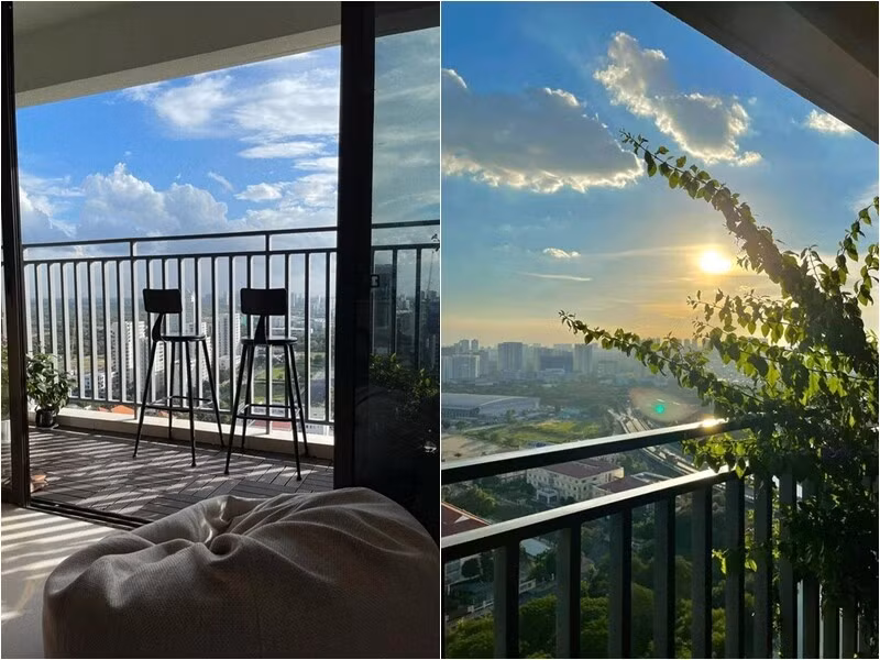Ban công cũng là nơi lý tưởng để hàng hậu ngắm khung cảnh thành phố. Ảnh: FBNV