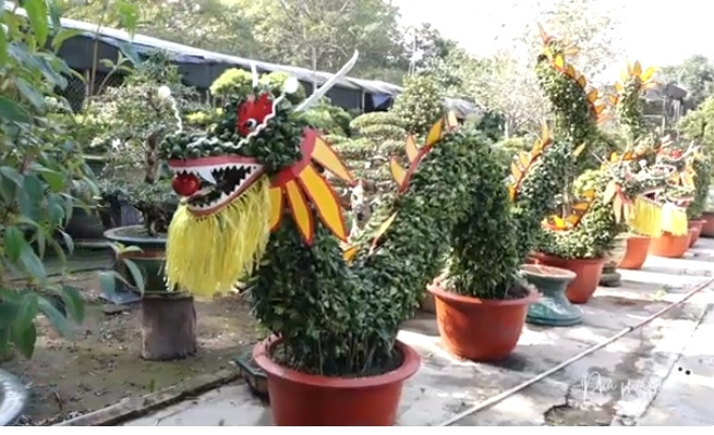 Trong đó gồm một cặp rồng cuốn dáng đứng và một cặp rồng “long vân thủy" (rồng cưỡi mây đùa với nước). Ảnh: Phú Phóng viên