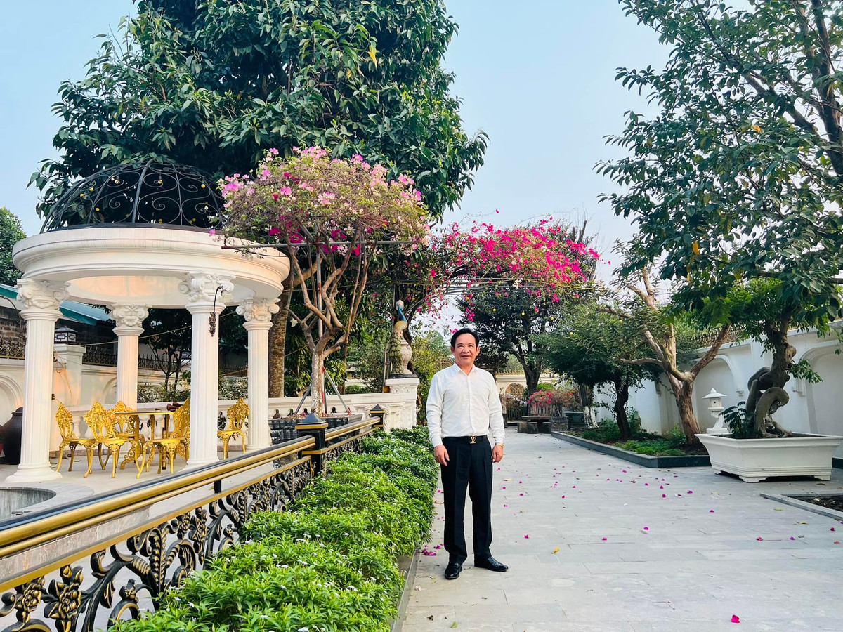 Lối dẫn vào nhà được lát đá, dọc hai bên trồng cây cảnh và cây ăn trái. Ảnh: FB Tiến Quang