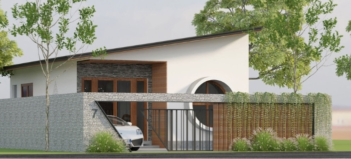 Nhà cấp 4 mái lệch mang đến nét phá cách, tạo nên nét độc đáo thu hút người nhìn, đồng thời giúp thoát nước nhanh và giảm tình trạng hấp thụ nhiệt. Ảnh: Nhadepoday