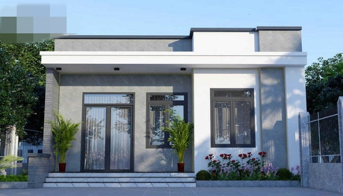 Nhà cấp 4 mái bằng hiện đại là một trong những thiết kế dẫn đầu xu hướng hiện nay. Với chi phí khoảng 300 triệu, mẫu nhà đáp ứng đủ các yêu cầu về không gian sinh hoạt. Ảnh: Nhadepoday