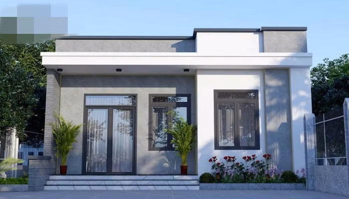 Nhà cấp 4 mái bằng hiện đại là một trong những thiết kế dẫn đầu xu hướng hiện nay. Với chi phí khoảng 300 triệu, mẫu nhà đáp ứng đủ các yêu cầu về không gian sinh hoạt. Ảnh: Nhadepoday