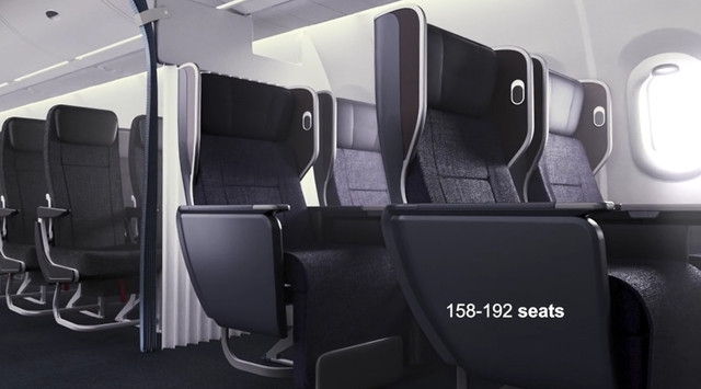 Khoảng cách từ sàn đến điểm cao nhất của trần tàu bay khoảng 2,25m. Độ rộng của các ghế rơi vào khoảng 18 inch. Ảnh: CGTN