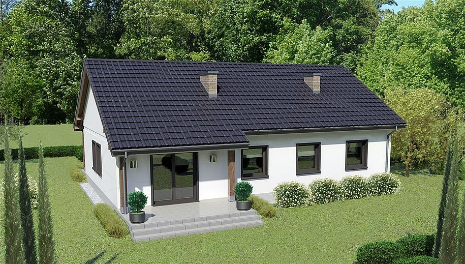  Nhà cấp 4 đơn giản 2 phòng ngủ được bố trí theo kiểu 3 gian mở ra không gian sinh hoạt thông thoáng, phù hợp với những khu đất rộng. Ảnh: Wedo