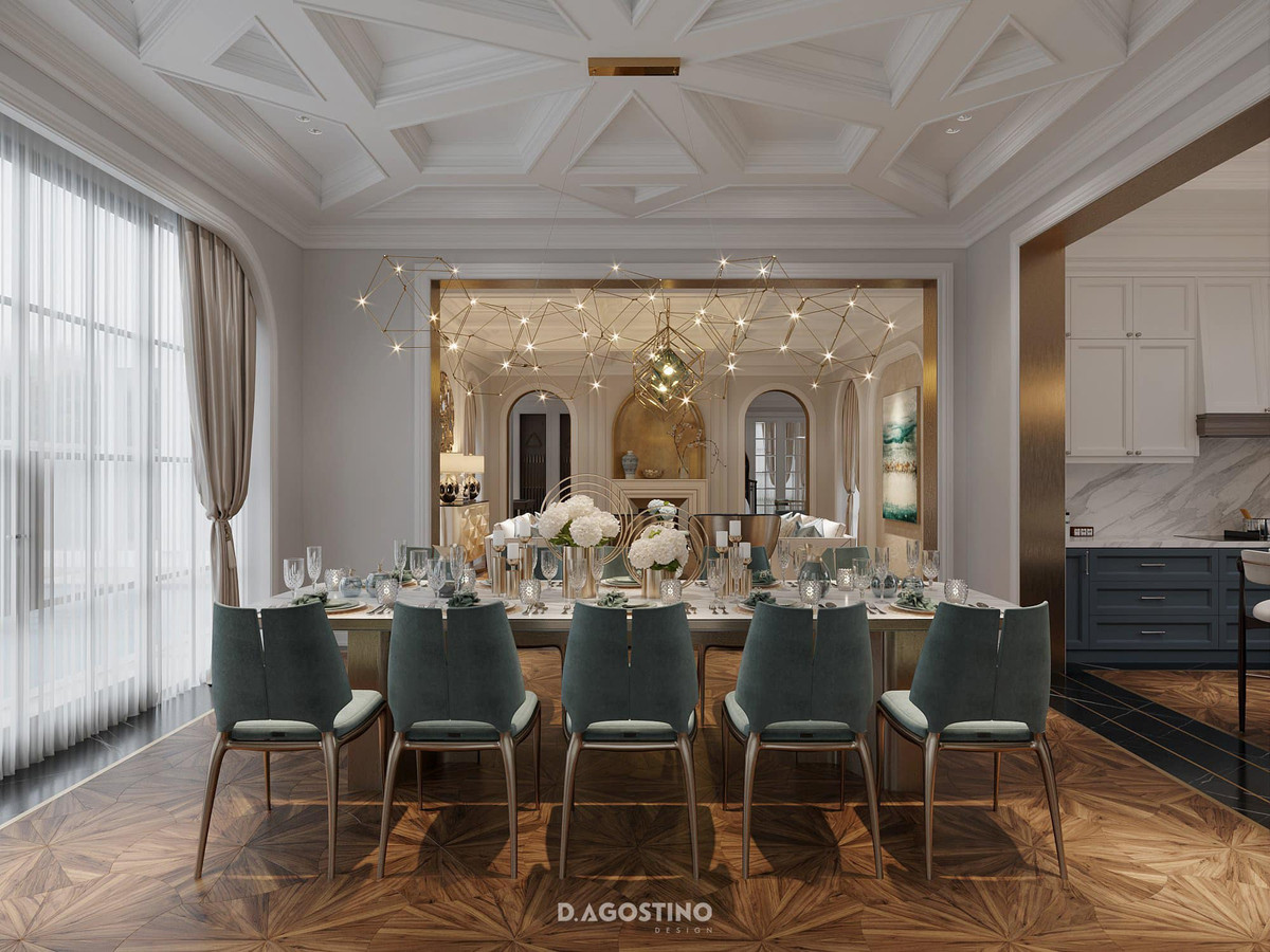 Toàn bộ căn villa có màu xanh thiên thanh dịu mát như hòa trong làn gió biển.