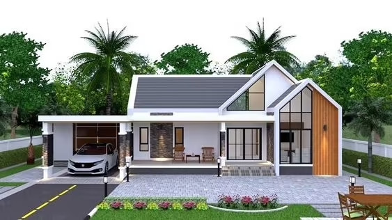 Nhà cấp 4 mái thái có tiểu cảnh sân vườn, gần gũi với thiên nhiên. Ảnh: Xaynhadeponline