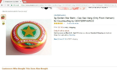 Dù “ba chìm bảy nổi” ở quê nhà Việt Nam nhưng thời gian gần đây, Cao Sao Vàng lại được nhắc tới khi trở thành mặt hàng bán chạy trên thị trường quốc tế. Ảnh chụp màn hình