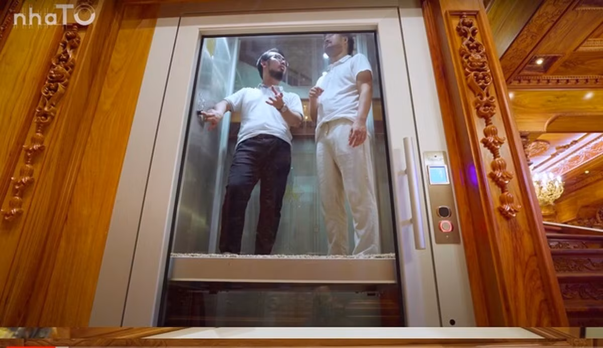 Thang máy nhập khẩu nguyên chiếc từ Ý với hệ thống bơm thủy lực đặc biệt, giá trị hơn 1 tỷ đồng. Ảnh chụp màn hình